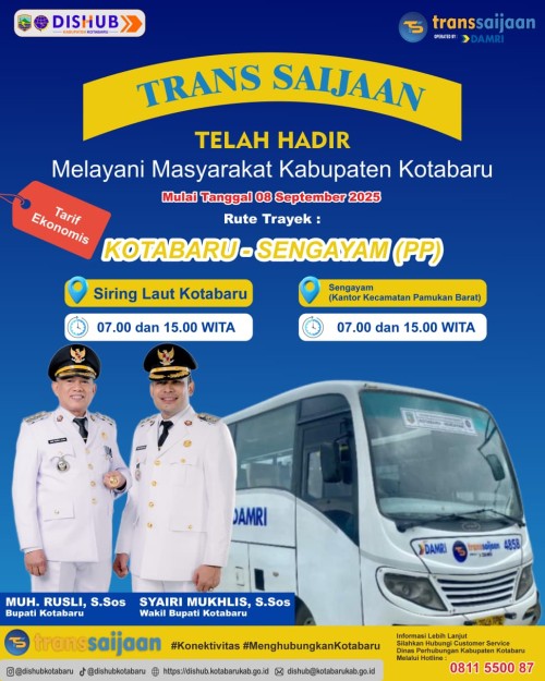 Pemerintah Kabupaten Kotabaru Mulai Operasional Trans Saijaan